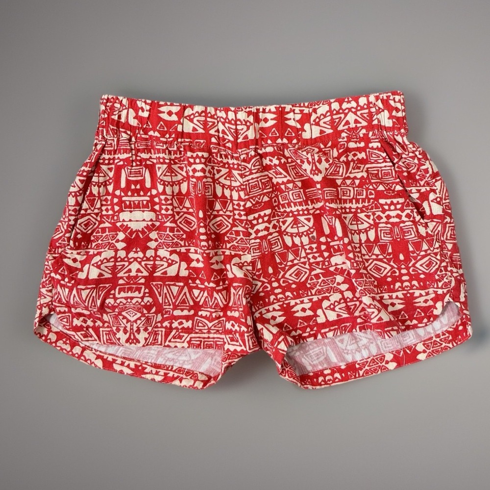 Faherty Red Print Elastic Waist Casual Shorts Womens‎ Size S